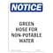 Signmission OSHA Notice, 5" Height, Green Hose For Non-Potable Water Sign, 5" X 3.5", Portrait OS-NS-D-35-V-13163 - alternate 1